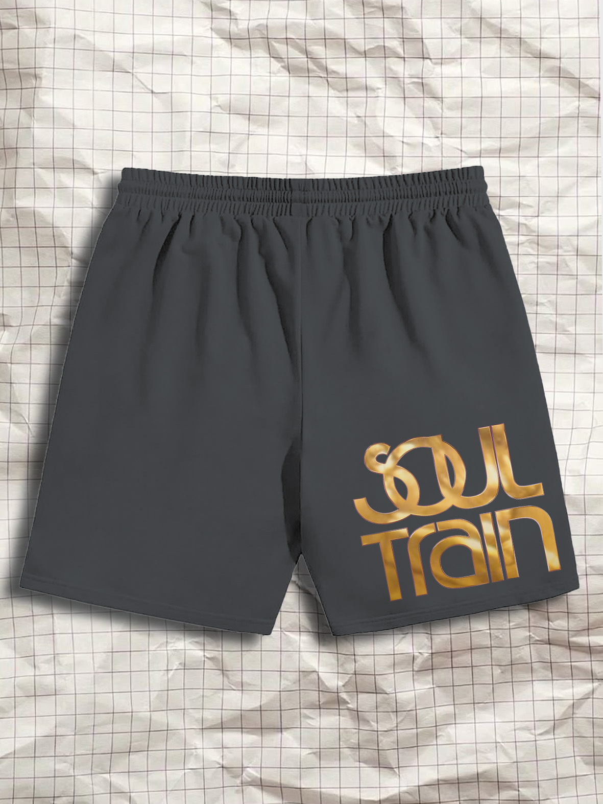 Men's Soul Train Print Casual Cotton Shorts-Styleame