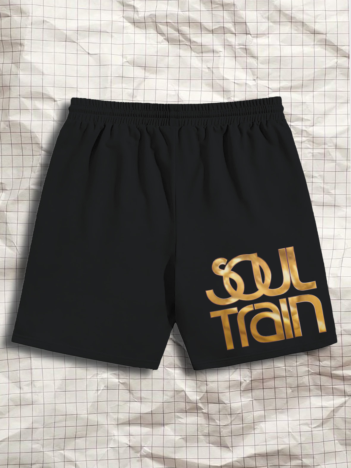 Men's Soul Train Print Casual Cotton Shorts-Styleame