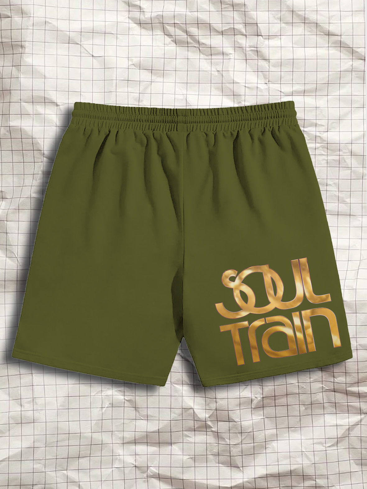 Men's Soul Train Print Casual Cotton Shorts-Styleame