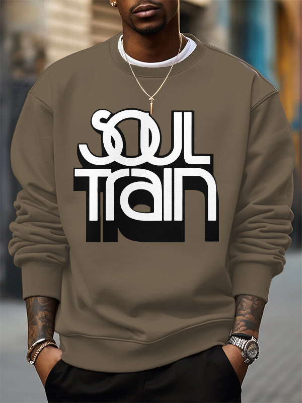 Men's Soul Train Retro Music Print Cotton Casual Sweatshirt-Styleame