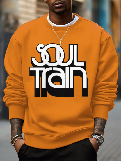 Men's Soul Train Retro Music Print Cotton Casual Sweatshirt-Styleame