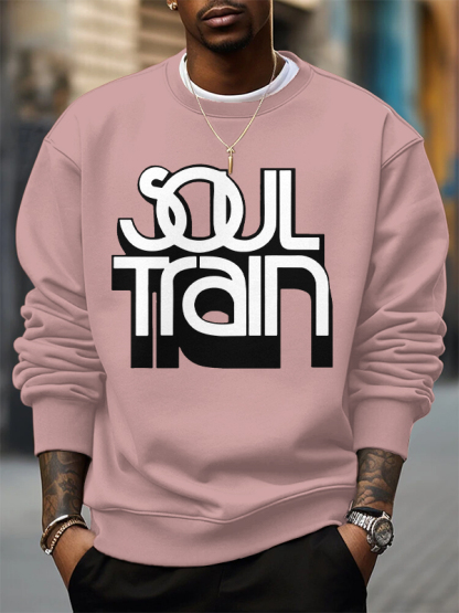Men's Soul Train Retro Music Print Cotton Casual Sweatshirt-Styleame
