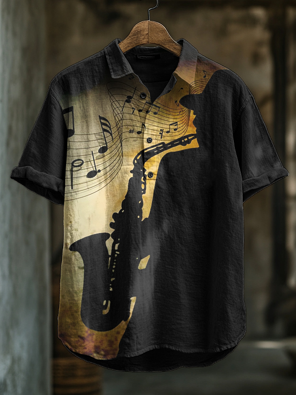 Men's Saxophone Performance Art Print Polo Shirt-Styleame