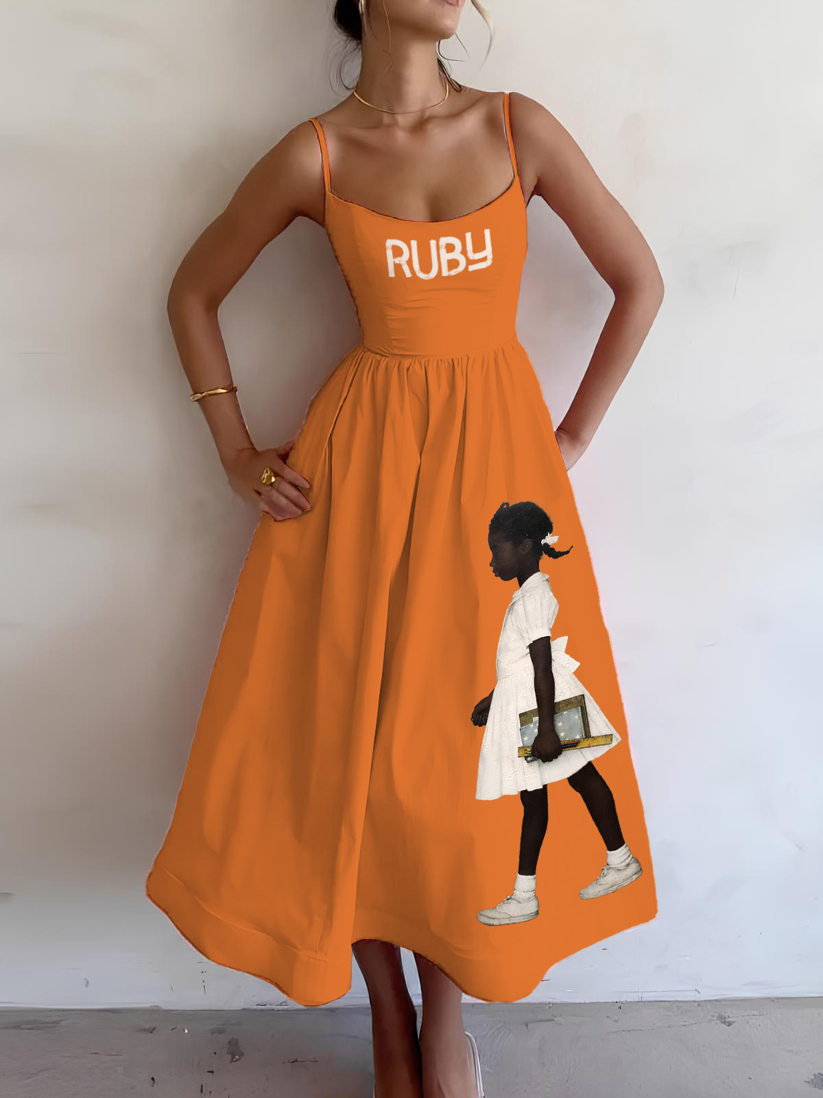 Women's Brave Ruby Black History Cami Midi Dress-Styleame