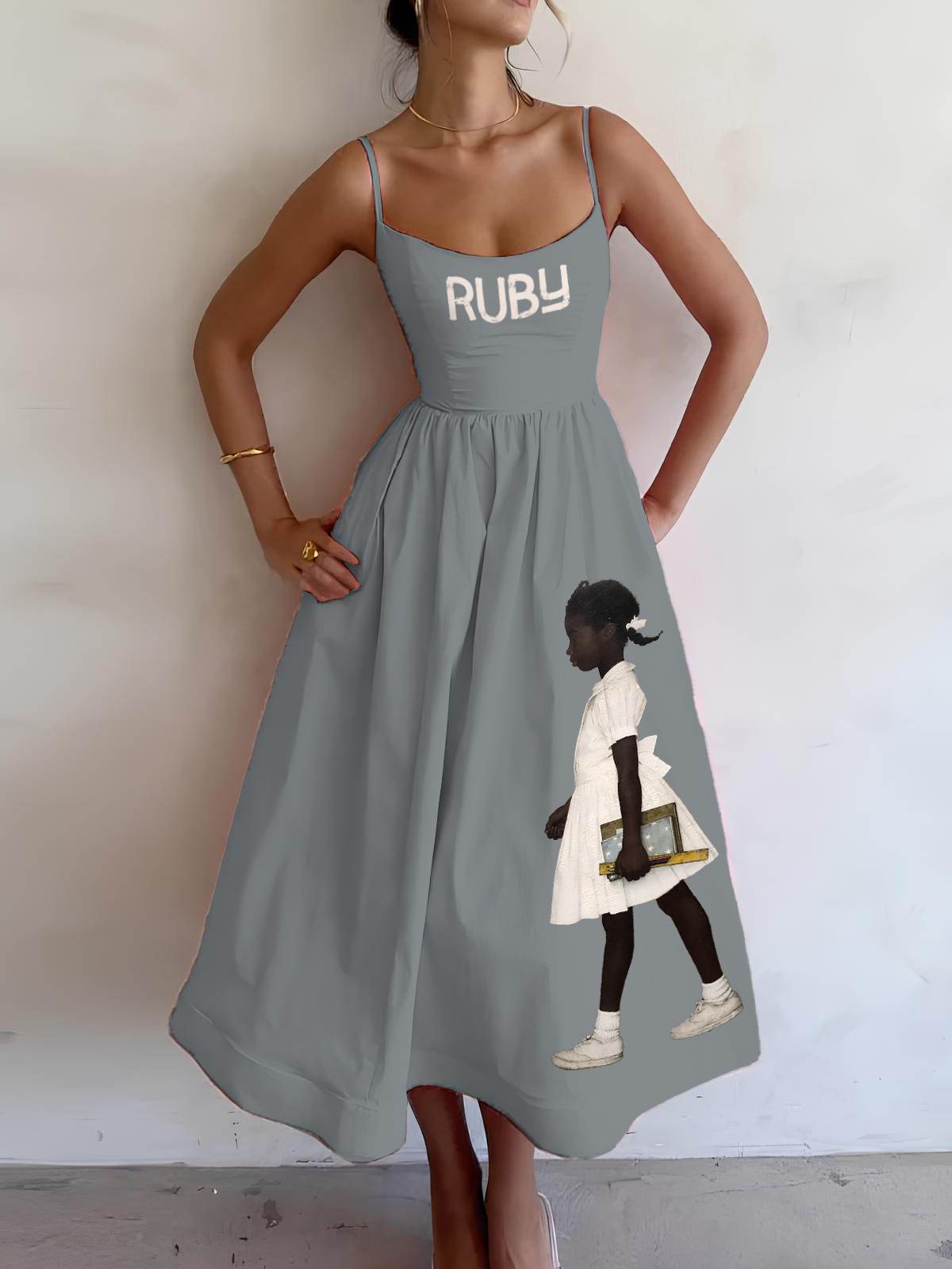 Women's Brave Ruby Black History Cami Midi Dress-Styleame