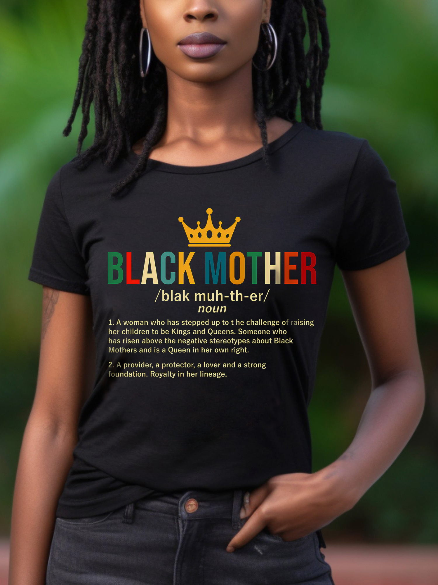 Women's Black Mother Print Cotton Casual T-Shirt-Styleame