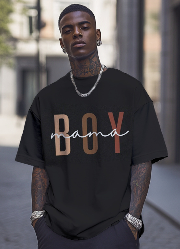 Men's Boy Mama Print Casual T-Shirt-Styleame