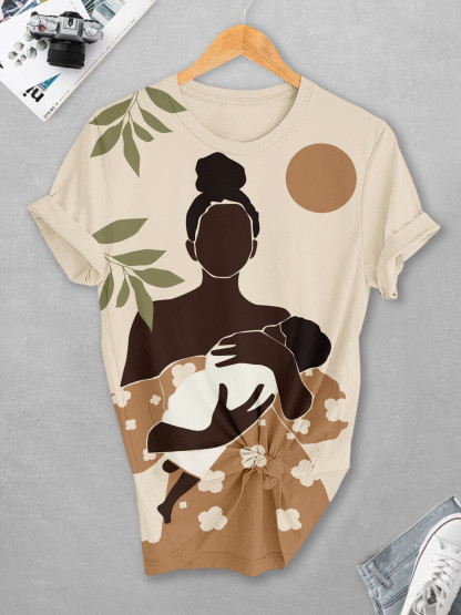 Women's Happy Mother's Day Art Print Casual T-Shirt-Styleame