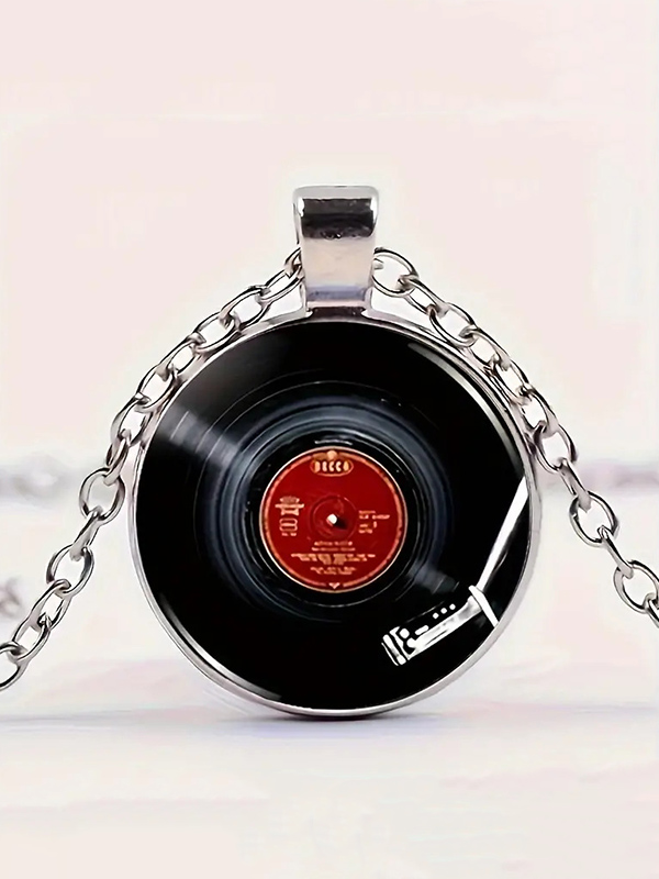 Men's Retro Vinyl Record Pendant Chain Necklace