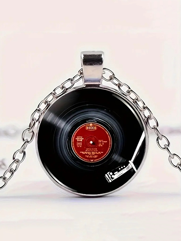 Men's Retro Vinyl Record Pendant Chain Necklace