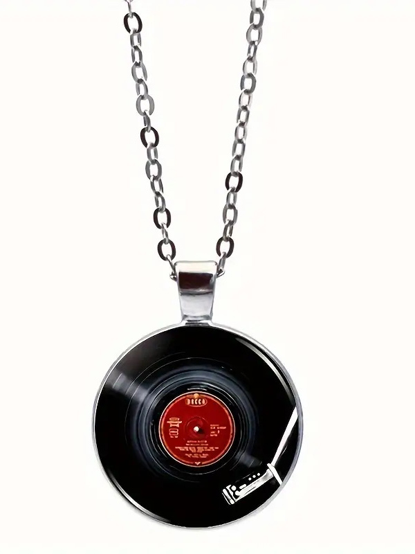 Men's Retro Vinyl Record Pendant Chain Necklace