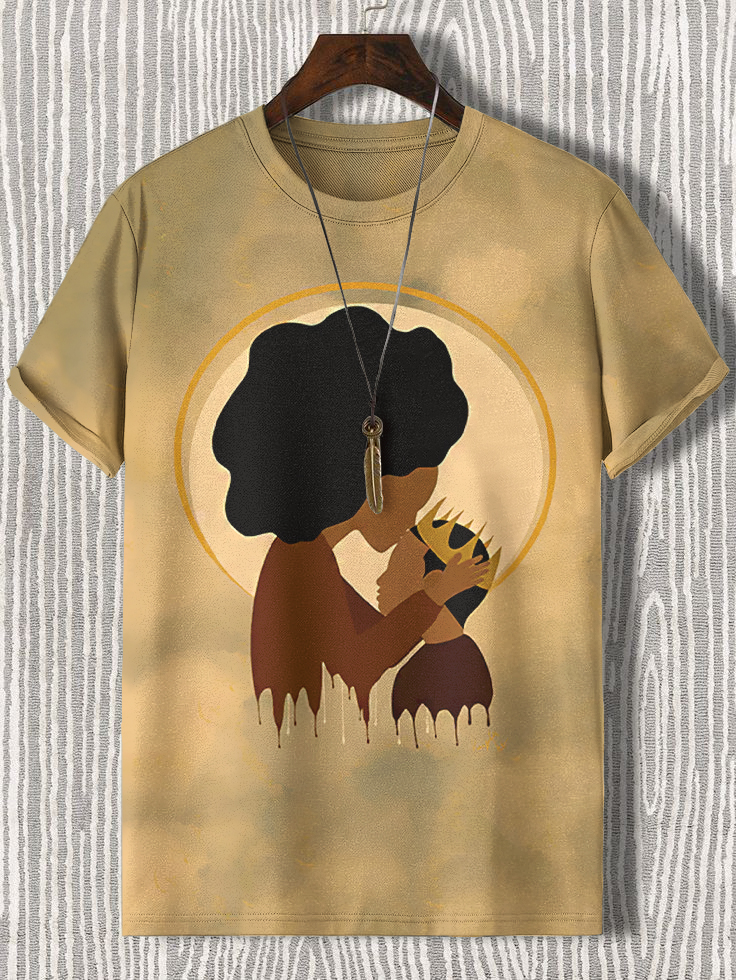 Men's Mother And Son Print Casual T-Shirt-Styleame