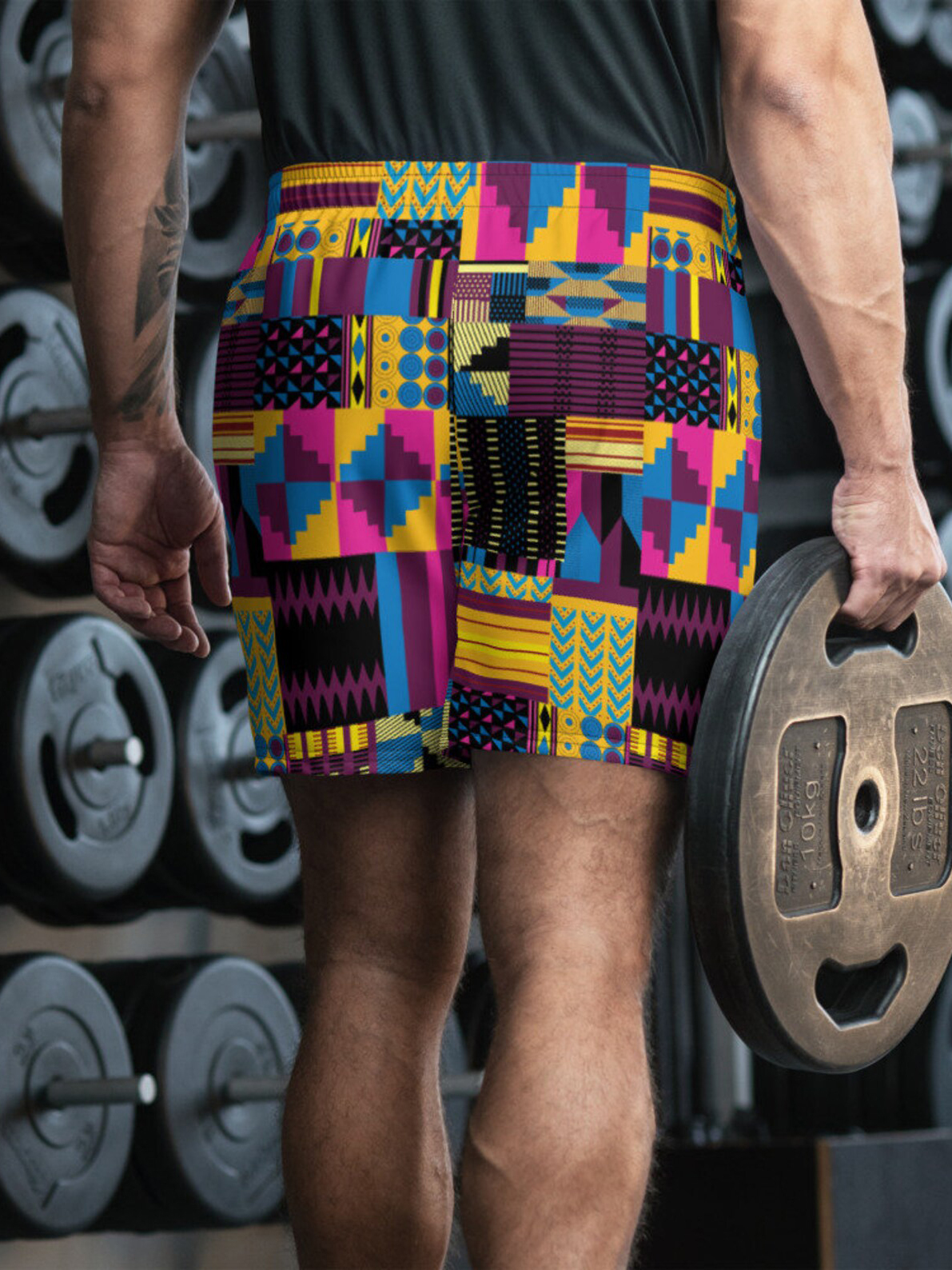 Men's Ethnic Pattern Color Block Art Print Casual Shorts-Styleame