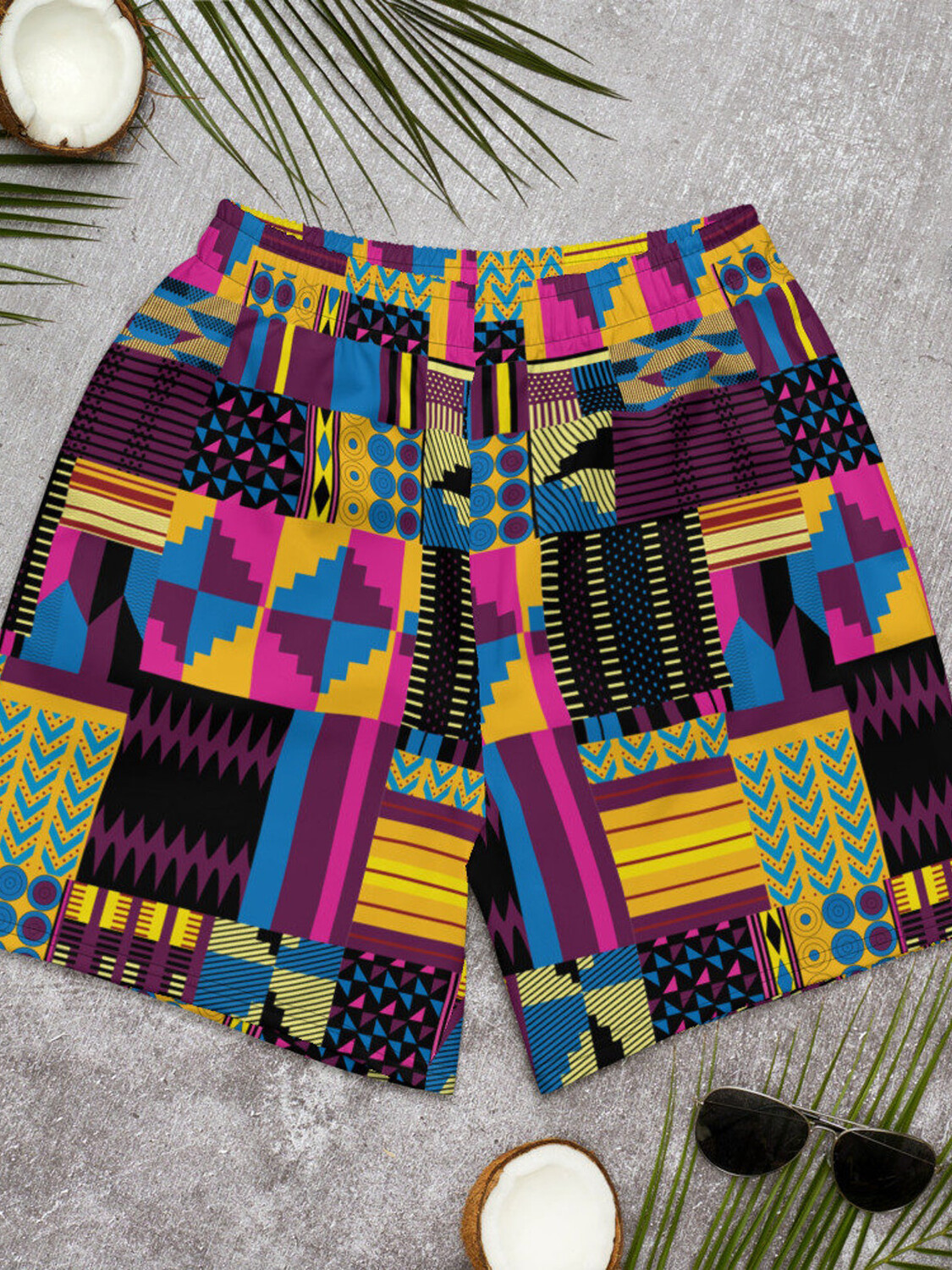 Men's Ethnic Pattern Color Block Art Print Casual Shorts-Styleame