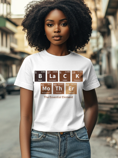 Women's Black Mother The Essential Element Print Cotton Casual T-Shirt-Styleame
