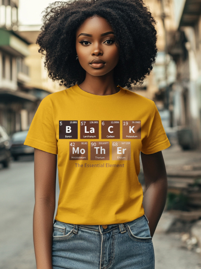 Women's Black Mother The Essential Element Print Cotton Casual T-Shirt-Styleame