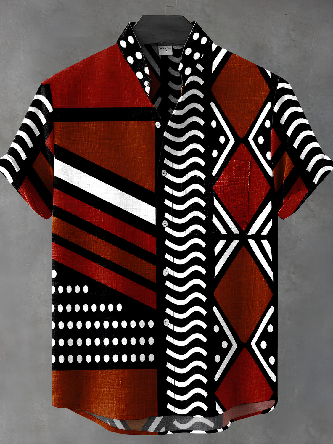 Men's Abstract Stripes Geometric Art Print Casual Shirt-Styleame
