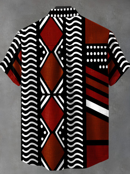 Men's Abstract Stripes Geometric Art Print Casual Shirt-Styleame