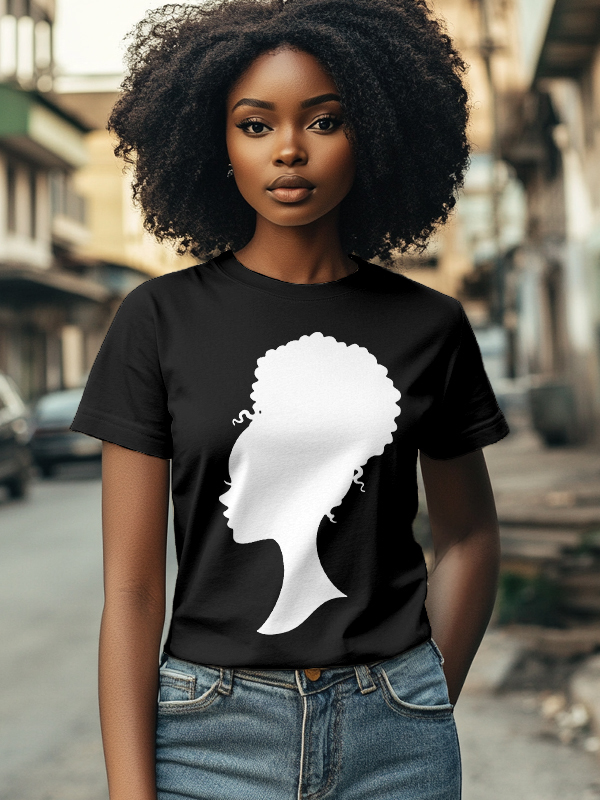 Women's Black Barbie Print Cotton Casual T-Shirt-Styleame