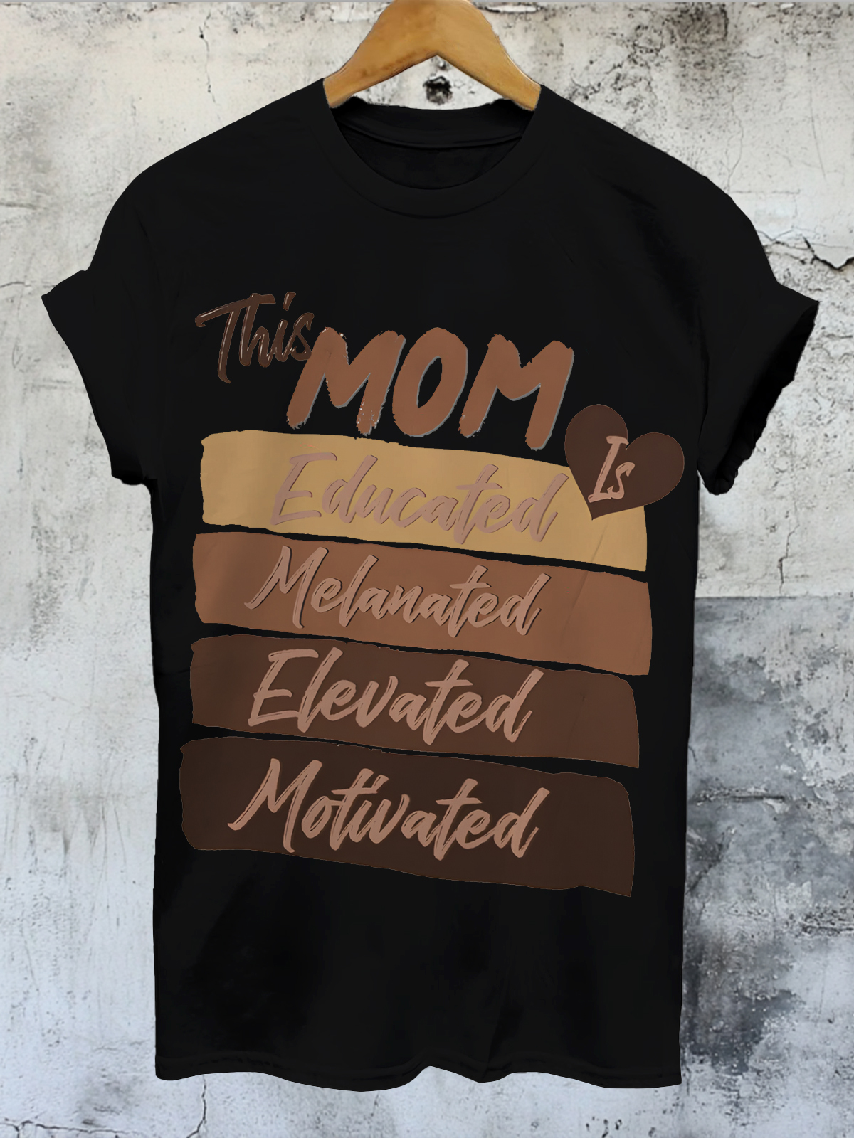Women's This Mom Is Educated Melanated Elevated Motivated Print Cotton Casual T-Shirt-Styleame