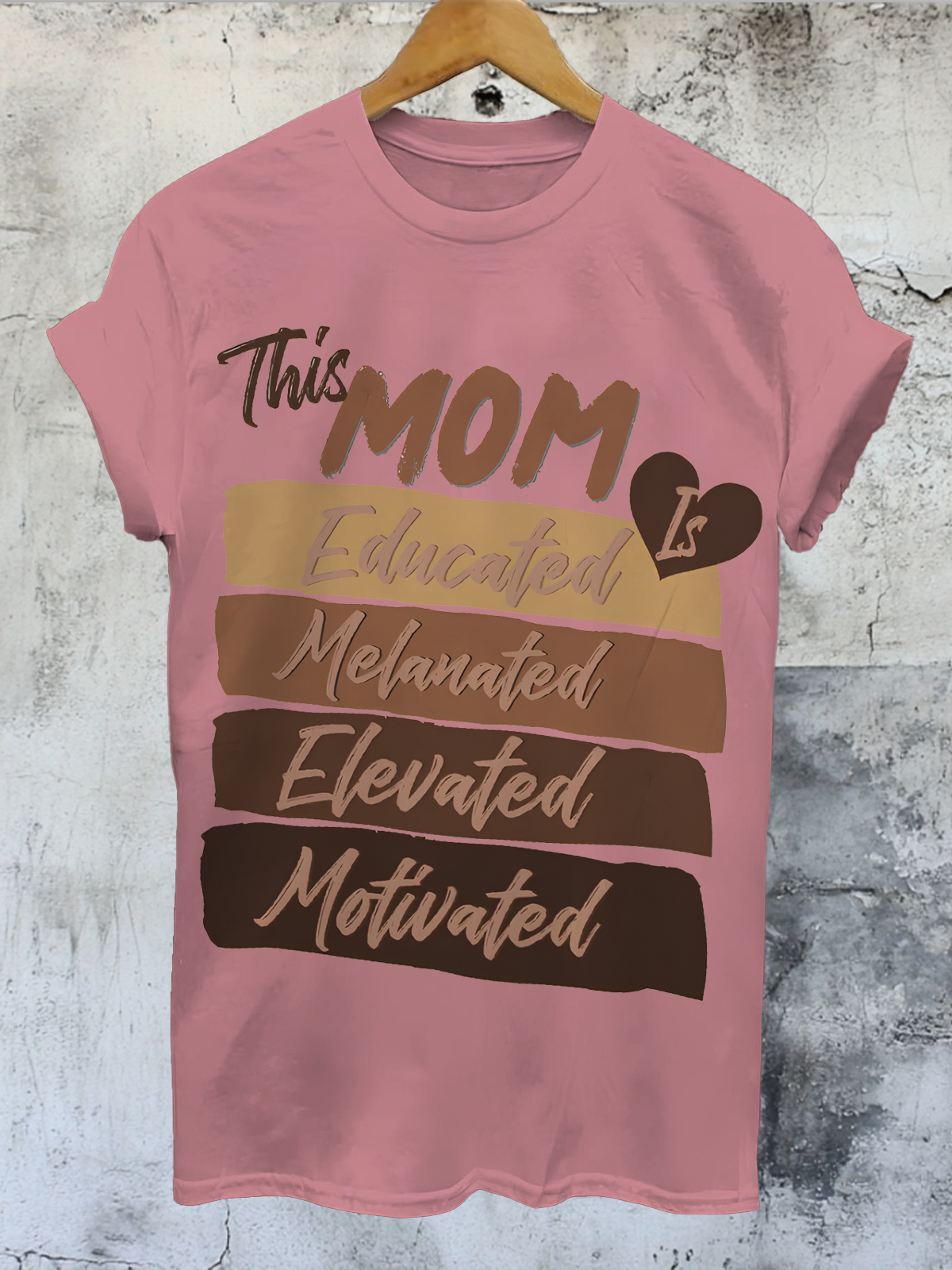 Women's This Mom Is Educated Melanated Elevated Motivated Print Cotton Casual T-Shirt-Styleame