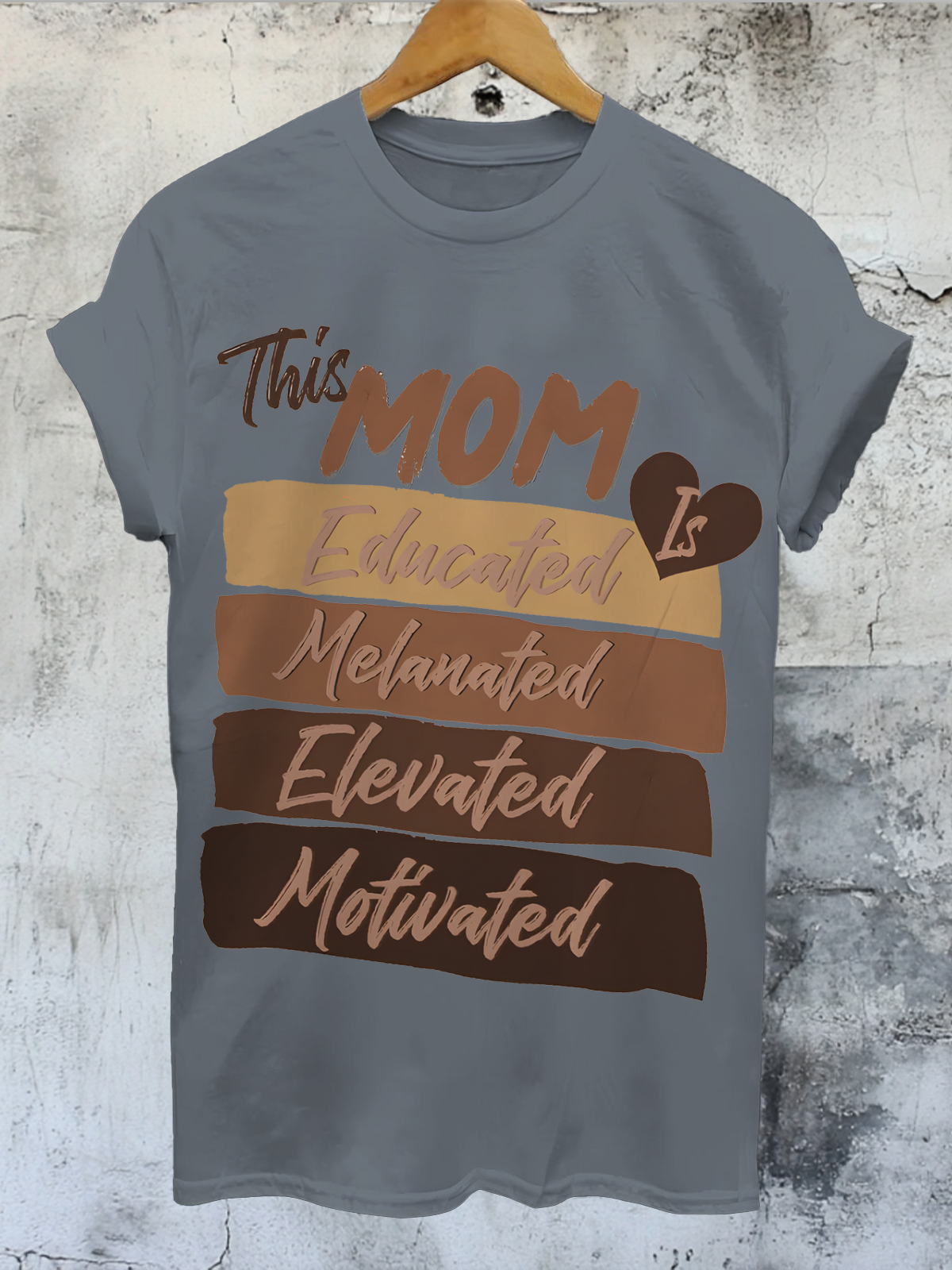 Women's This Mom Is Educated Melanated Elevated Motivated Print Cotton Casual T-Shirt-Styleame