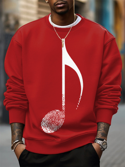 Men's Music Note Fingerprint Art Print Cotton Casual Sweatshirt-Styleame