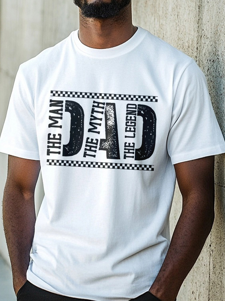 Men's Dad The Man The Myth The Legend Print Cotton Casual T-Shirt-Styleame