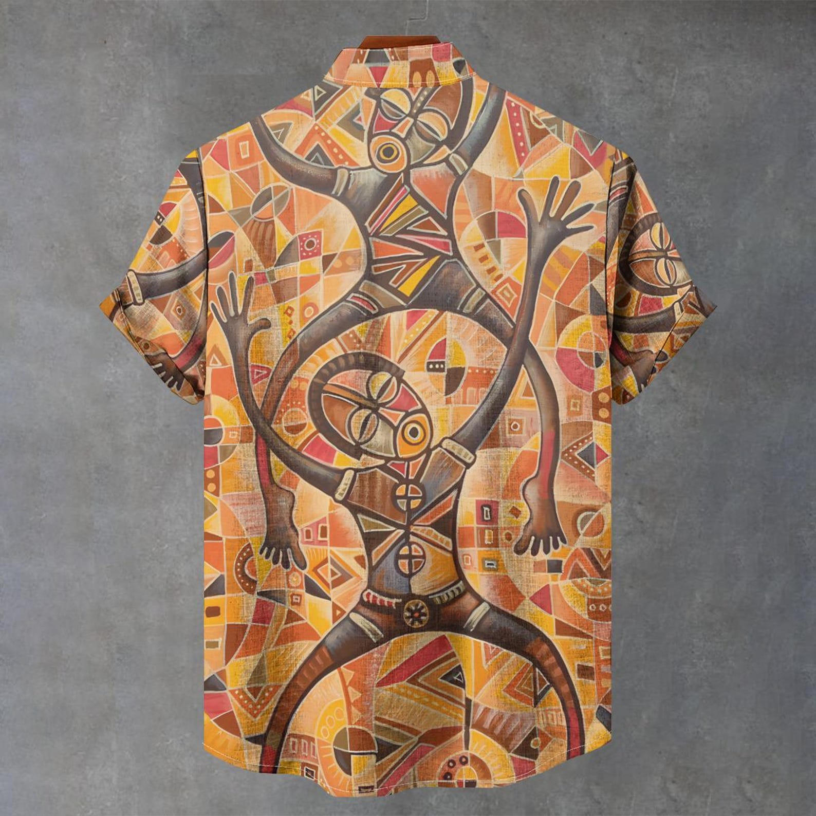 Men's African Art Party Vibe Print Casual Shirt-Styleame