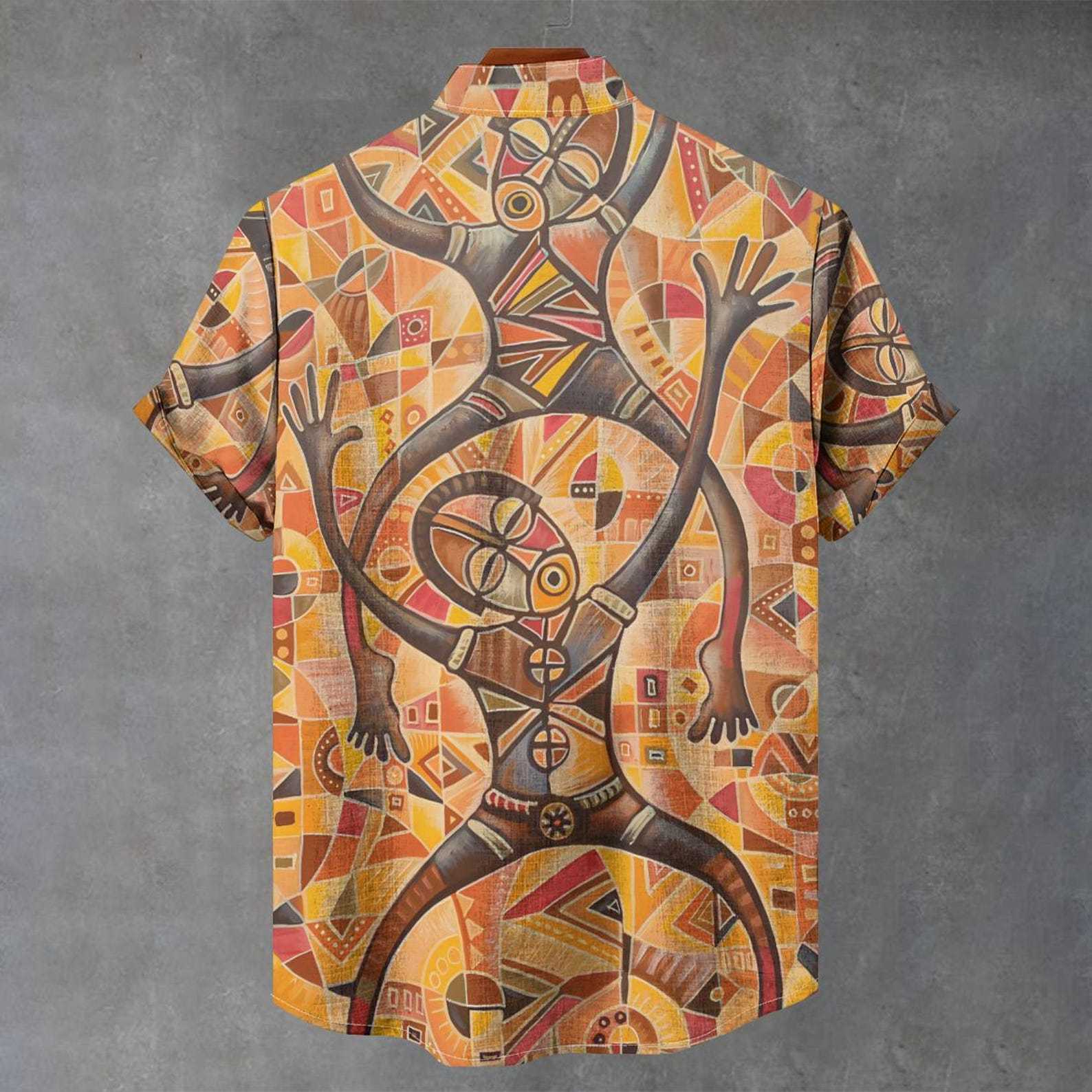 Men's African Art Party Vibe Print Casual Shirt-Styleame