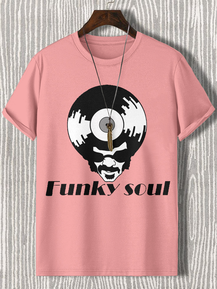 Men's Funky Soul Vinyl Record Art Print Cotton Casual T-Shirt-Styleame