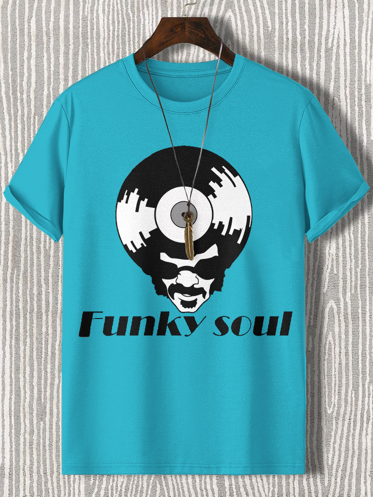 Men's Funky Soul Vinyl Record Art Print Cotton Casual T-Shirt-Styleame