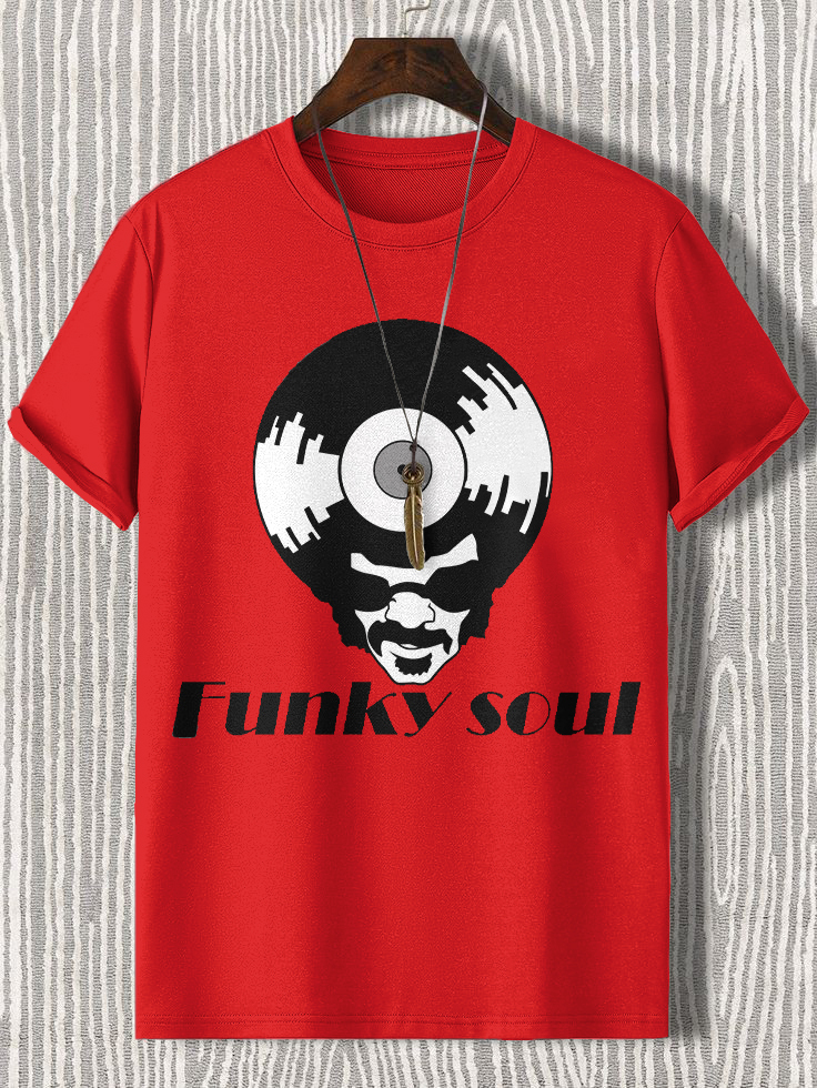 Men's Funky Soul Vinyl Record Art Print Cotton Casual T-Shirt-Styleame