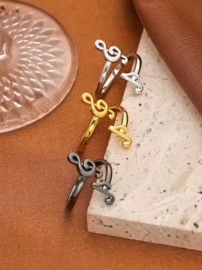 Fashion Music Notes Adjustable Opening Ring-Styleame