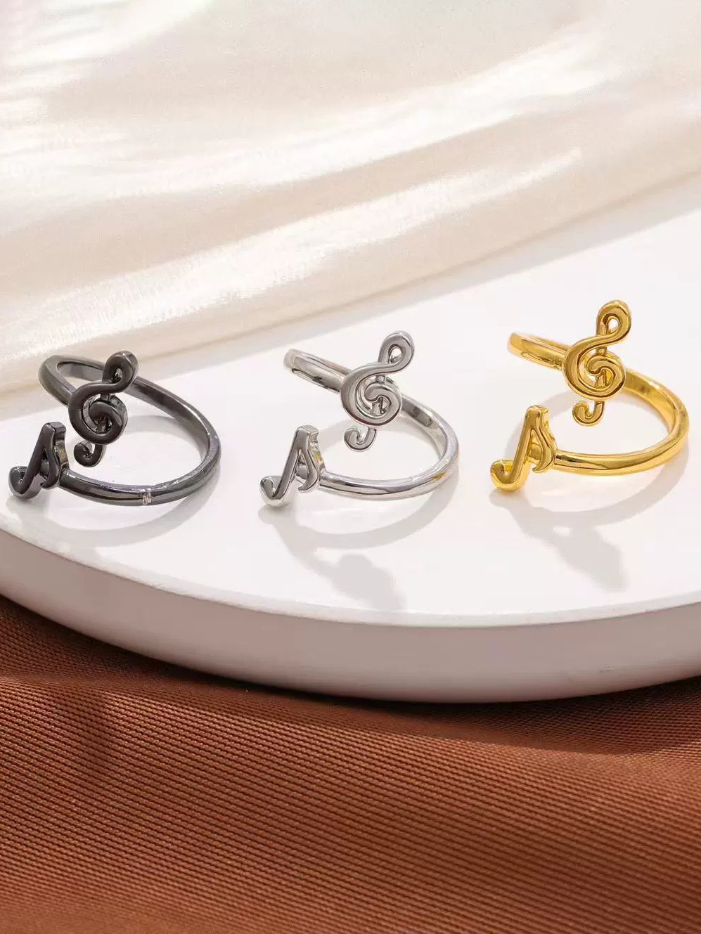Fashion Music Notes Adjustable Opening Ring-Styleame