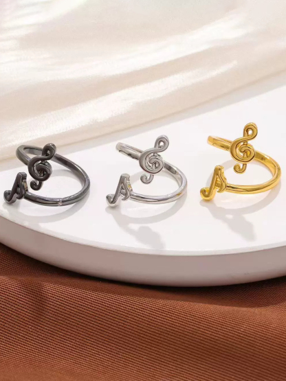 Fashion Music Notes Adjustable Opening Ring-Styleame