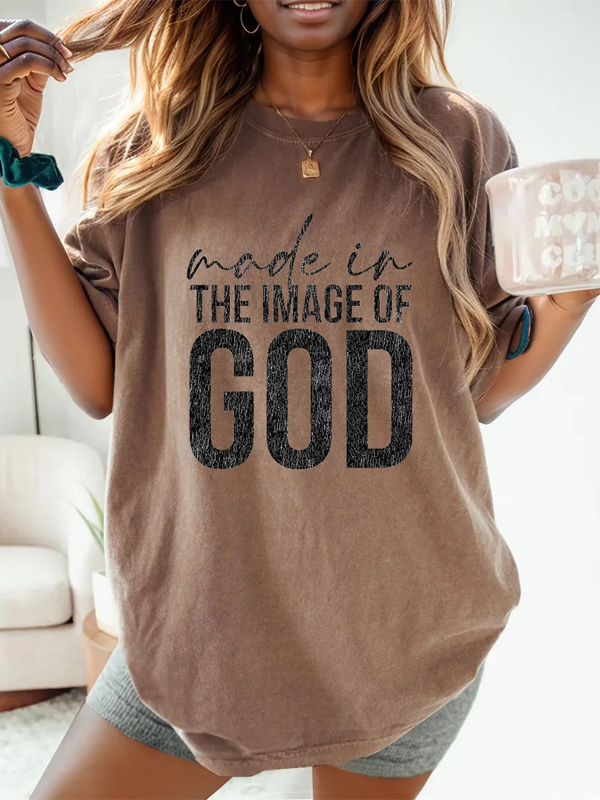 Women's The Image Of God Print Casual T-Shirt-Styleame