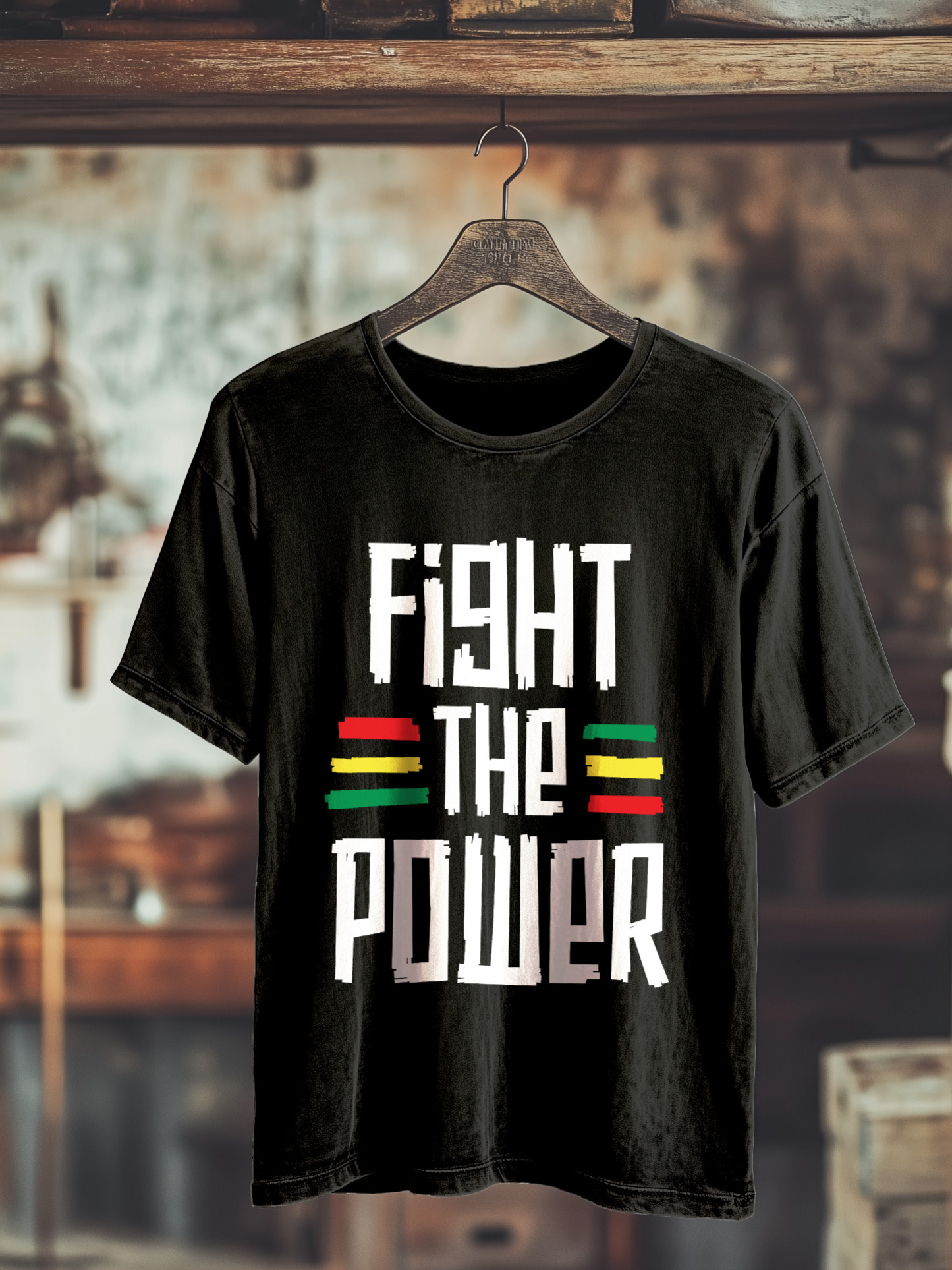 Men's Fight The Power Print Cotton Washed T-Shirt-Styleame