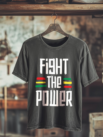 Men's Fight The Power Print Cotton Washed T-Shirt-Styleame