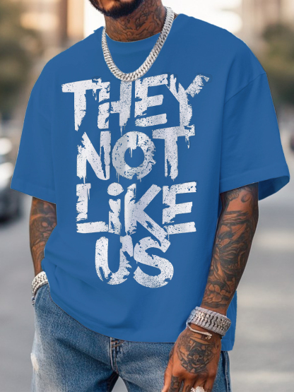 Men's They Not Like Us Print Cotton Casual T-Shirt-Styleame