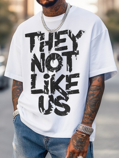 Men's They Not Like Us Print Cotton Casual T-Shirt-Styleame