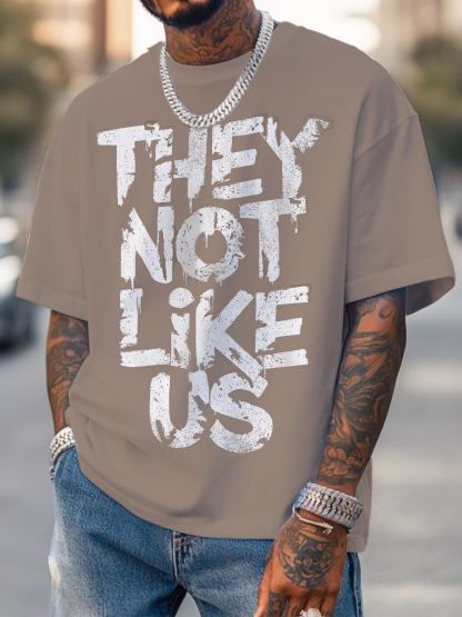 Men's They Not Like Us Print Cotton Casual T-Shirt-Styleame