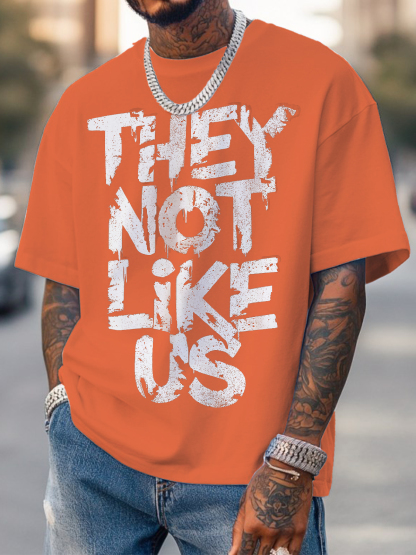 Men's They Not Like Us Print Cotton Casual T-Shirt-Styleame