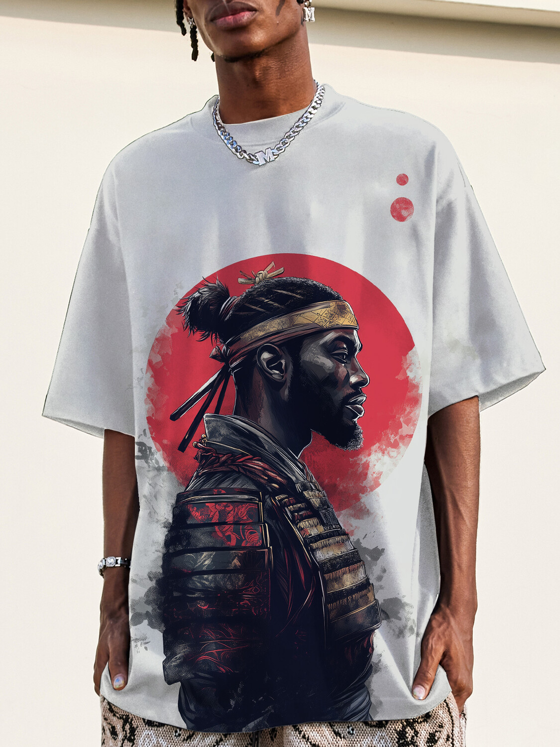 Men's Black Samurai Japanese Art Print T-Shirt-Styleame
