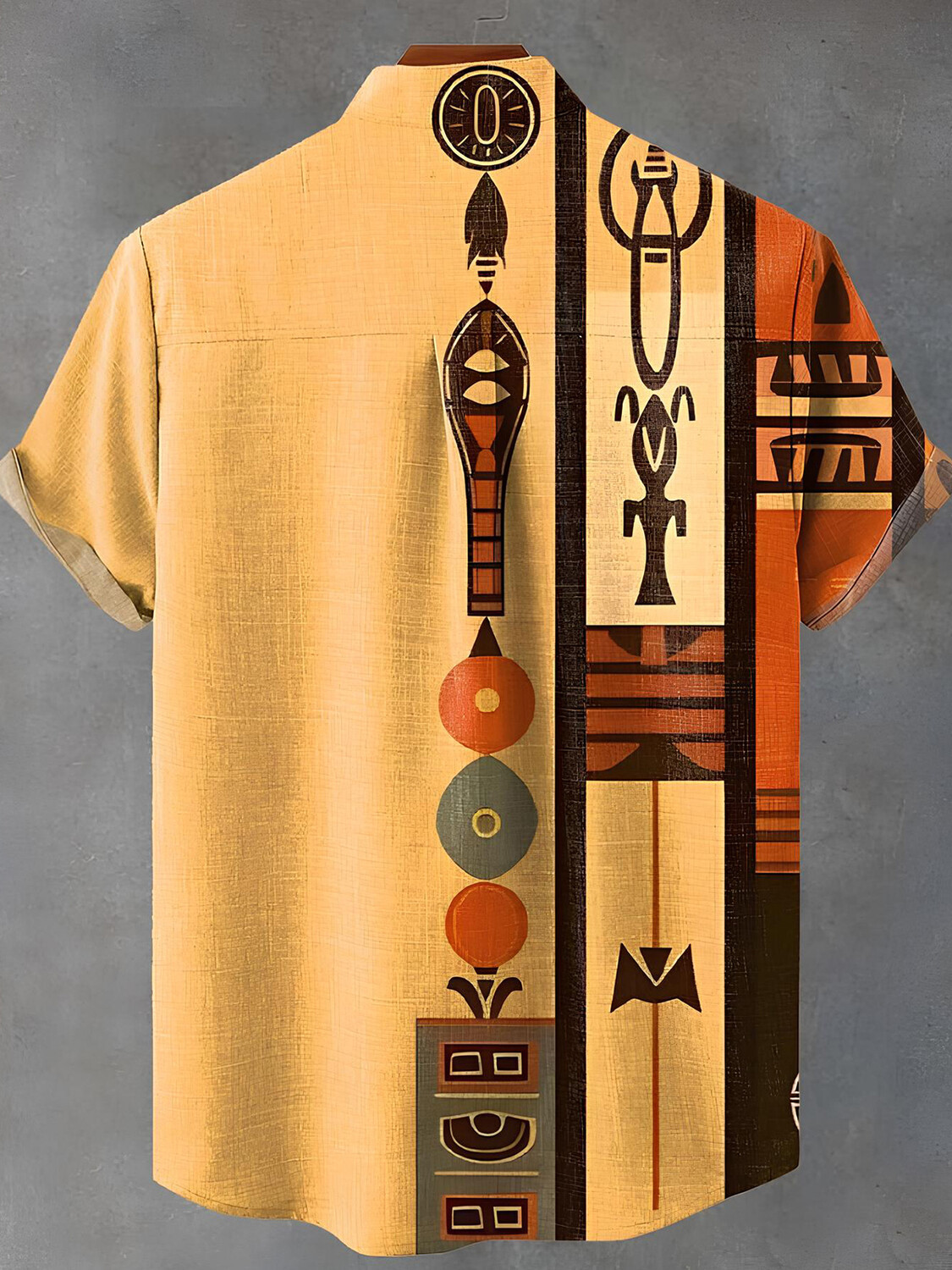 Men's Retro Tribe Ethnic Pattern Short Sleeve Shirt-Styleame