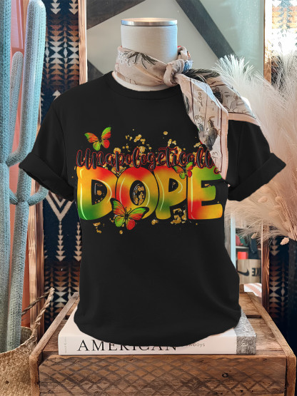 Women's Unapologetically Dope Butterfly Print Cotton Casual T-Shirt-Styleame
