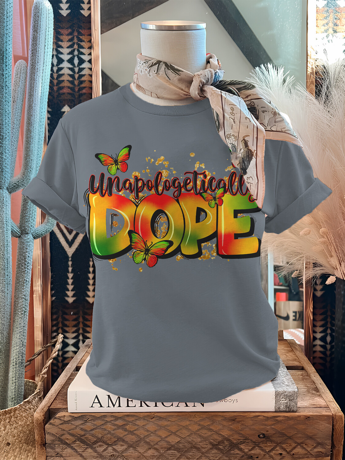 Women's Unapologetically Dope Butterfly Print Cotton Casual T-Shirt-Styleame