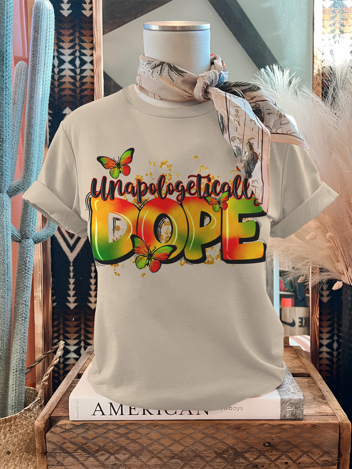 Women's Unapologetically Dope Butterfly Print Cotton Casual T-Shirt-Styleame