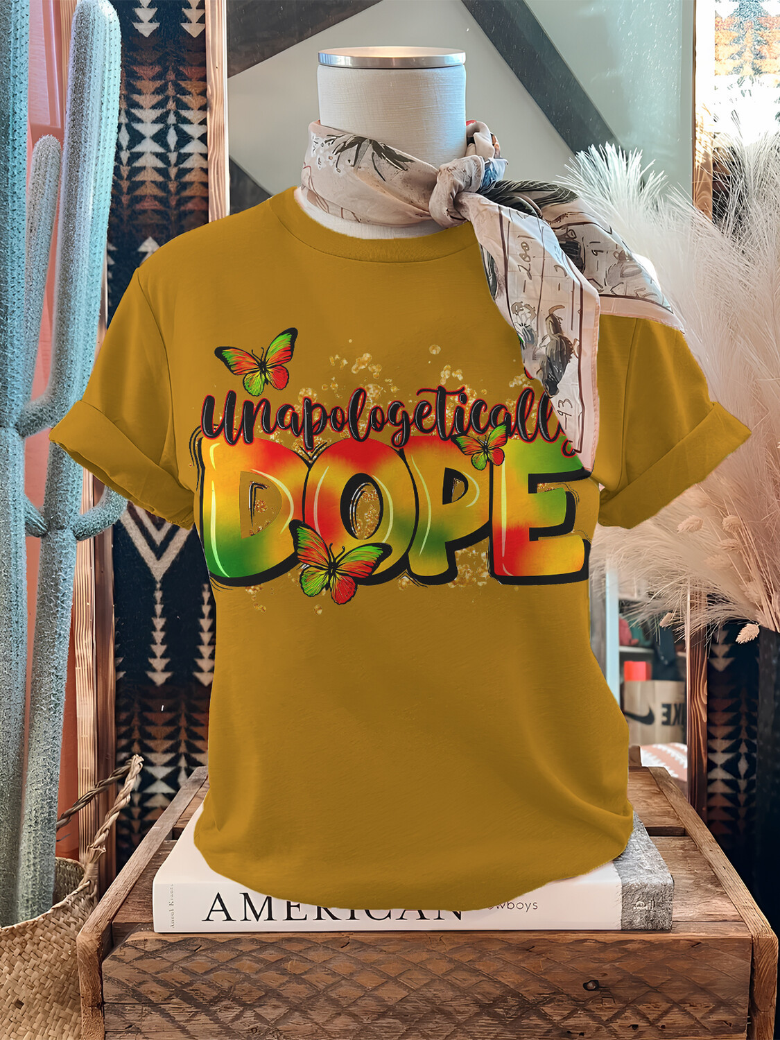 Women's Unapologetically Dope Butterfly Print Cotton Casual T-Shirt-Styleame