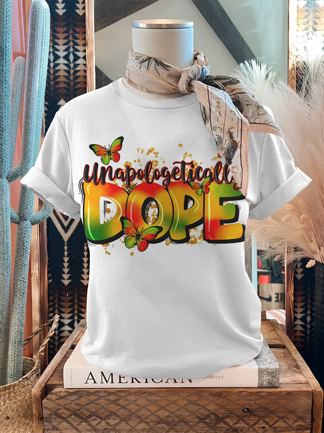 Women's Unapologetically Dope Butterfly Print Cotton Casual T-Shirt-Styleame